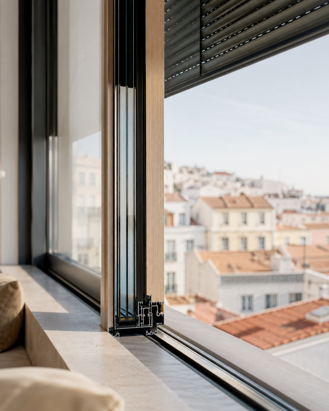 Windows, insulation and façade materials in a building-envelope application
